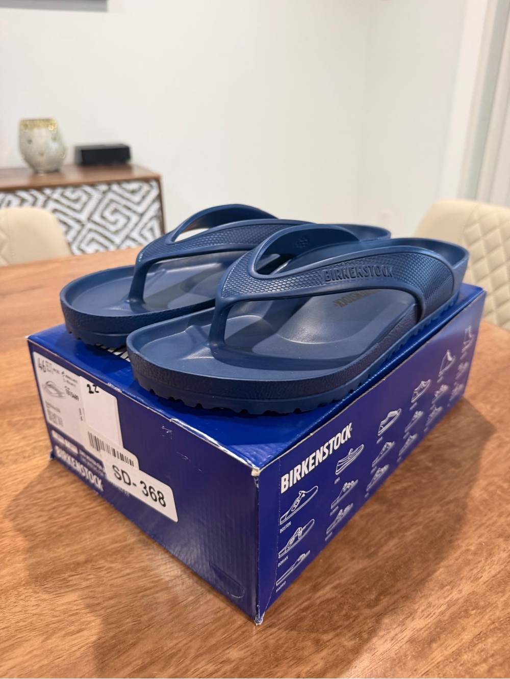 Birkenstock Honolulu Men’s Navy Blue EVA Thong Sandals US 13
